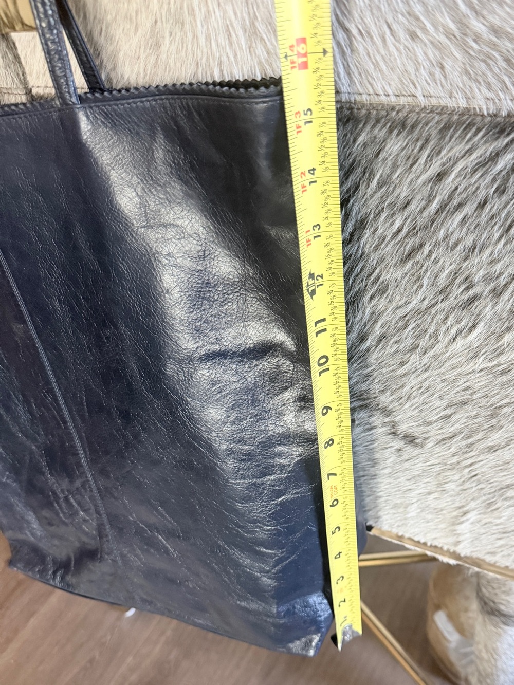 New Latico Navy Leather Tote with Slim Shoulder Straps - Picture 5 of 13